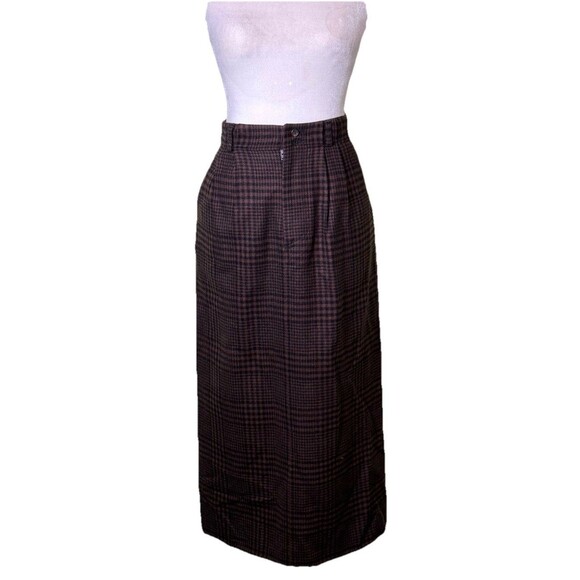 J.Crew Women’s Pure Wool Dark Academia Brown Plaid Maxi Skirt Officecore Sz 8 - Picture 1 of 8